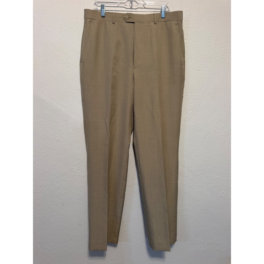 Stafford Essentials Mens Classic Fit Dress Pants Tan Khaki 36x34 Flat Front